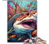 1000Pc Adults Jigsaw Puzzle Shark Made of Wood, Ideal for Family Fun, Relaxation 50x75cm Family Fun Craft, Perfect for Birthdays, Holidays