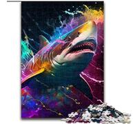1000Pc Adults Jigsaw Puzzle Shark Wooden Puzzles Gift DIY Fun Suitable for Home Living Room Office Decoration (Size 50x75 cm)