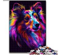 1000Pc Adults Jigsaw Puzzle Shetland Sheepdog Challenging Puzzles size 26x38cm for Home Decor, Brain Training