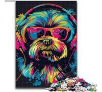 1000Pc Adults Jigsaw Puzzle Shih Tzu Neon Jigsaw Puzzles size 50x75cm Family Interactive Game, Craft Gift with Colorful Artwork