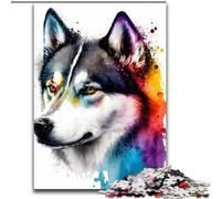 1000Pc Adults Jigsaw Puzzle Siberian Husky Watercolor Puzzles for Adults size 50x75cm for Home Decor, Ideal Christmas & New Year Gift for Teenagers
