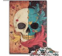 1000Pc Adults Jigsaw Puzzle Skull Feathers Jigsaw for Teenagers, Couples, And Friends for Birthdays, Christmas (size 26x38cm)