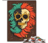 1000Pc Adults Jigsaw Puzzle Skull Feathers Jigsaw Perfect for Family Fun on Christmas, Thanksgiving, Birthdays & Easter (size 26x38cm)