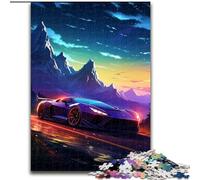 1000Pc Adults Jigsaw Puzzle Sports Car Under The Night Sky Jigsaw Puzzle Made of cardboard,Interactive Family Game, DIY Home Decor, Challenging Brain Teaser Gift 1000pcs(26x38cm)