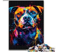 1000Pc Adults Jigsaw Puzzle Staffordshire Bull Terrier Dog Made of Wood, Ideal for Family Fun, Relaxation 50x75cm for Teenager & Family Fun