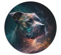 1000Pc Adults Jigsaw Puzzle Staffordshire Bull Terrier Round Cardboard Jigsaw Family Interactive Game,Craft Gift with Colorful Artwork (67.5x67.5cm)