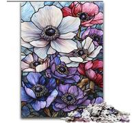 1000Pc Adults Jigsaw Puzzle Stained Glass Flowers Jigsaws 1000 Pieces for Adults Skill Level Beginner, Great for Birthday (Size 50x75cm)