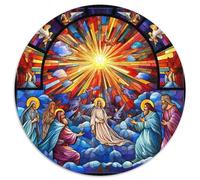 1000Pc Adults Jigsaw Puzzle Stained Glass Nativity Difficult Puzzles for Adults Family Interactive Game,Craft Gift with Colorful Artwork (67.5x67.5cm)