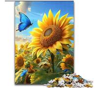 1000Pc Adults Jigsaw Puzzle Sunflower Butterfly Puzzle Challenging Brain Teaser for Teenagers, Perfect for Home Decor Or Gift 50X75CM