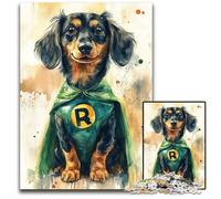 1000Pc Adults Jigsaw Puzzle Superman Dachshund Cardboard Jigsaw Puzzles Challenging Brain Teaser for Teenagers, Family Game Night Fun 26X38CM