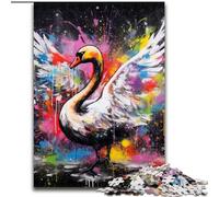 1000Pc Adults Jigsaw Puzzle Swan Graffiti Painting Jigsaw Puzzles 1000Pieces for Adults with Family Interactive Game, for Ages 14+ (Size 26x38 cm)