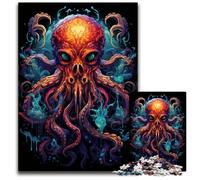 1000Pc Adults Jigsaw Puzzle The Colorful Psychedelia of The Cosmic Octopus Wooden Jigsaw Challenging Brain Teaser for Teenagers Family Game Night Fun 1000 PCS(75x50cm)