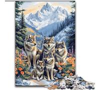 1000Pc Adults Jigsaw Puzzle The Wolf Family Impossible Jigsaw Puzzles for Adults Gift DIY Fun Suitable for Home Living Room Office Decoration (Size 26x38cm)