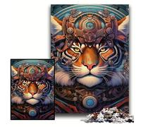 1000Pc Adults Jigsaw Puzzle Tiger Warrior Jigsaw Puzzles for Adults Perfect for Halloween, Christmas, Birthday Gift Size 50x75cm