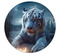 1000Pc Adults Jigsaw Puzzle Tigers of The Midnight Storm Round Cardboard Puzzles Family Interactive Game,Brain Teaser Gift,Educational Toy (67.5x67.5cm)