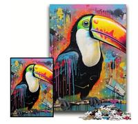 1000Pc Adults Jigsaw Puzzle Toucan Graffiti Painting Difficult Puzzles for Adults 50x75 cm Brain Challenge Gift, Educational Activity for Teenagers