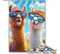 1000Pc Adults Jigsaw Puzzle Two Alpacas Wooden Jigsaw Puzzles for Adults 26X38CM Relaxing Entertainment, Home Decor