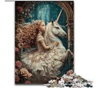 1000Pc Adults Jigsaw Puzzle Unicorn Girl Wooden Jigsaw 50X75CM for Parents, Lovers, Friends - Age 14+