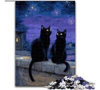 1000Pc Adults Jigsaw Puzzle Van Gogh Night Sky Black Cat Puzzles for Adults Home Decor & Interactive Family Game, (Size 50x75cm)