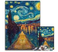 1000Pc Adults Jigsaw Puzzle Van Gogh Night Sky Wooden Jigsaw Puzzles For Family Fun, Suitable for Desktop Decoration for 14+ 50X75CM
