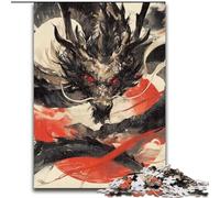 1000Pc Adults Jigsaw Puzzle Watercolor Chinese Dragon Jigsaw Puzzles Made of Wood Brain Teaser Game for Teenagers, Perfect size 50X75CM