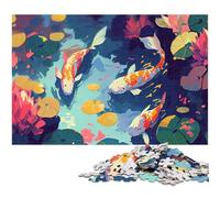 1000Pc Adults Jigsaw Puzzle Watercolor Koi Fish Paper Jigsaw Puzzles for Adults Brain Teaser Game Interactive Family Game Suitable for Ages 1000 PCS(38x26cm)