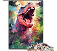 1000Pc Adults Jigsaw Puzzle Watercolour Dinosaur Jigsaw Puzzles Made of Wood,Perfect for Christmas, Halloween, Easter, New Year 1000pcs(50x75cm)