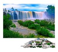 1000Pc Adults Jigsaw Puzzle Waterfalls Forest Nature Paper Jigsaw Puzzles for Adults Brain Teaser Game Interactive Family Game Suitable for Ages 1000 PCS(38x26cm)