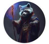 1000Pc Adults Jigsaw Puzzle Wizard Raccoon Round Cardboard Puzzles Family Interactive Game,Brain Teaser Gift,Educational Toy (67.5x67.5cm)