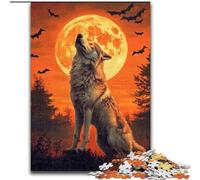 1000Pc Adults Jigsaw Puzzle Wolf Under The Moon Jigsaw Made of cardboard Challenging Brain Teaser for Teenager, Family Game Night Fun size 38x26CM