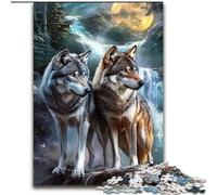 1000Pc Adults Jigsaw Puzzle Wolf Under The Moon Puzzles for Adults 26X38CM for Mother'S Day, Birthdays, Christmas