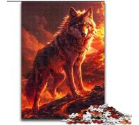 1000Pc Adults Jigsaw Puzzle Wolves on The Volcano Jigsaw Puzzles 1000 Pieces for Adults Fun Present & Activity for Home size 38x26cm