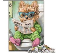 1000Pc Adults Jigsaw Puzzle Yorkshire Terrier Go Toilet 1000 Pieces Puzzle Gifts Home Decor & Interactive Family Game, (Size 26x38cm)