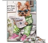 1000Pc Adults Jigsaw Puzzle Yorkshire Terrier Go Toilet Made of Wood, for Teenagers Age Group 14+, Home Decor 50x75cm Educational & Fun Indoor Game for Home Decor