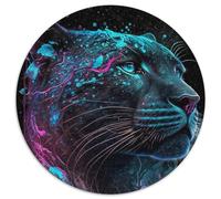 1000Pc Adults Round Jigsaw Puzzle Black Leopard Painting Impossible Jigsaw Puzzles for Adults Home Decor Gift, Brain Teaser Game (67.5x67.5cm)