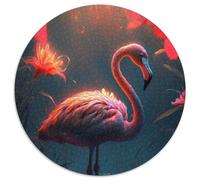 1000Pc Adults Round Jigsaw Puzzle Floral Fantasy Flamingo Impossible Jigsaw Puzzles for Adults Home Decor Gift, Brain Teaser Game (67.5x67.5cm)