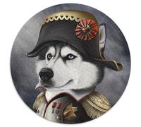 1000Pc Adults Round Jigsaw Puzzle Husky Dog Emperor Napoleon Impossible Jigsaw Puzzles for Adults Home Decor Gift, Brain Teaser Game (67.5x67.5cm)