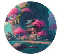 1000Pc Adults Round Jigsaw Puzzle Japanese Temple Impossible Jigsaw Puzzles for Adults Home Decor Gift, Brain Teaser Game (67.5x67.5cm)