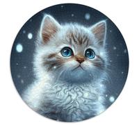 1000Pc Adults Round Jigsaw Puzzle MKitten in The Snow Impossible Jigsaw Puzzles for Adults Home Decor Gift, Brain Teaser Game (67.5x67.5cm)