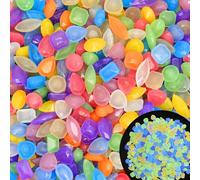1000pc Glow in The Dark Stones Glowing Garden Pebbles Gemstone Shaped Luminous Rocks Outdoor Decoration Stones for Lawn Patio Walkway,Color