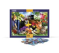 1000pc Jiggz Cute Cats Premium Jigsaw Puzzle - Every Piece is Unique - Challenging Adult Family Fun Game - Kitten, Flowers, Country Garden