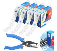 1000PCS 1/4 Inch Hole Punch Reinforcers with One Puncher, Transparent Self-Adhesive Reinforcement Rings, Hole Punch Reinforcement Stickers for Paper Binder Pages Office and School Use