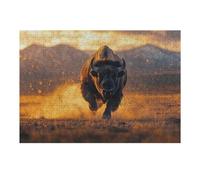 1000pcs(38x26cm) Jigsaw Puzzle for Teenagerss Charging Bison at Sunset Puzzle for Adults Toy Wall Decor Home Decoration Fun at Home Activities, 1000pcs(38x26cm)