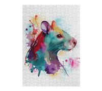1000pcs(38x26cm) Jigsaw Puzzles for Adults Jigsaw Cute Watercolor Pet Rat Puzzle for Adults Hands-on Game Wall Art Fun at Home Activities, 1000pcs(38x26cm)