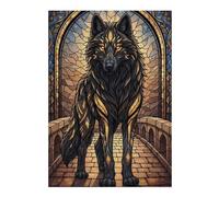 1000pcs(38x26cm) Jigsaw Puzzles for Adults Stained Glass Wolf on Stone Bridge Adult Jigsaw Puzzle Toy Wall Decor Staycation Kill Time Birthday And Unique Gifts 1000pcs(38x26cm)