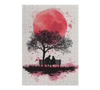 1000pcs(38x26cm) Jigsaw Puzzles for Teenagerss Jigsaw Silhouette Couple Under Red Moon Puzzles for Adults Relax Games Birthday Present Unique Birthday And Gifts 1000pcs(38x26cm)