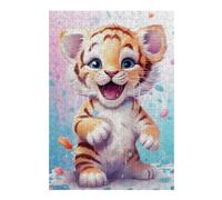 1000pcs(38x26cm) Jigsaw Puzzles- Happy Little Milky Tiger Teenagers Puzzles Relaxing Games Improve Memory Deal As Gifts for The Whole Family 1000pcs(38x26cm)