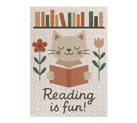 1000pcs(38x26cm) Rompecabezas Para Adolescentes Cat Reading Book Illustration Rompecabezas Para Adultos: Un Juego Práctico, Divertido Y Con Un Toque De Humor, Un Reto Educativo 1000pcs(38x26cm)