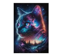 1000pcs(38x26cm) Rompecabezas Para Adolescentes Cosmic Cat Rompecabezas Para Adultos Juego De Ingenio Regalo De Cumpleaños Ayuda A Ejercitar El Cerebro 1000pcs(38x26cm)