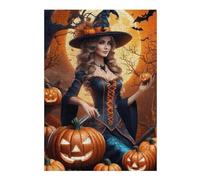 1000pcs(38x26cm) Rompecabezas Para Adolescentes Halloween Witch Holding Pumpkin Rompecabezas Para Adultos Juguetes Antiestrés Para La Diversión Familiar Regalos Y Cumpleaños Únicos 1000pcs(38x26cm)